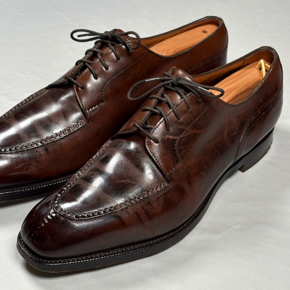 Ralph Lauren Derby Shoes Mens 9.5D Split Toe Brown Leather Edward Green